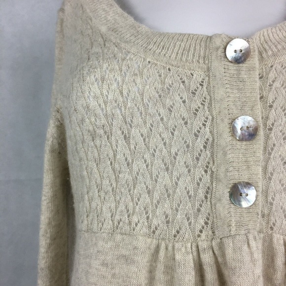 BCBGMAXAZRIA Dress Womens Sz M Beige Angora Wool Knit Long Sleeve Sweater - Picture 5 of 10